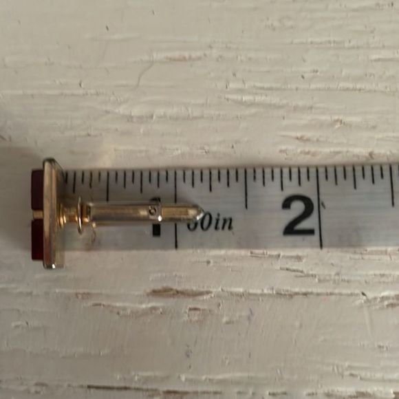 Vintage-1950s-signed Hickok double red & gold bullet back cuff links w/gift box - Picture 8 of 12